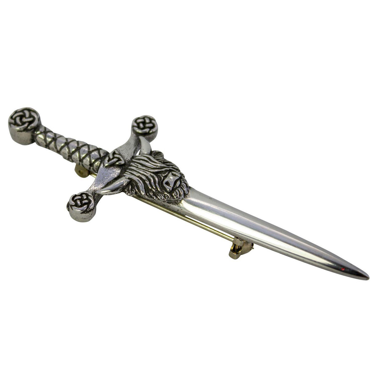 Kilt Pin Highland Cow On Claymore Sword Pewter 3 Styles