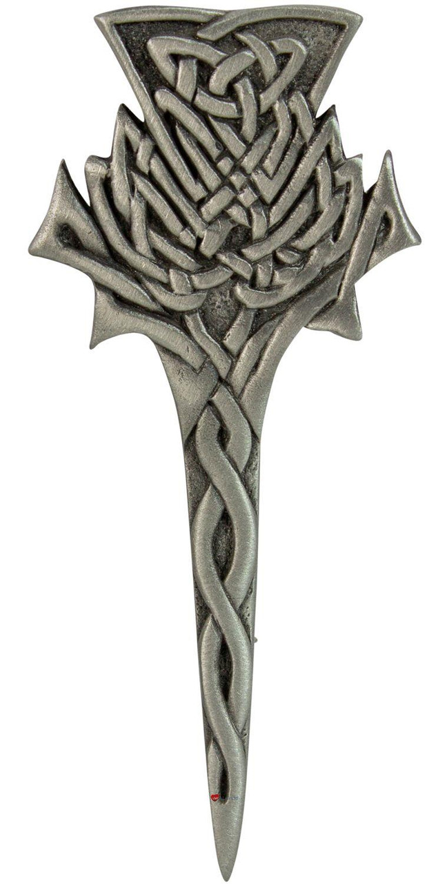 Highland Thistle Kilt Pin Chrome and Antique Finish 2 styles