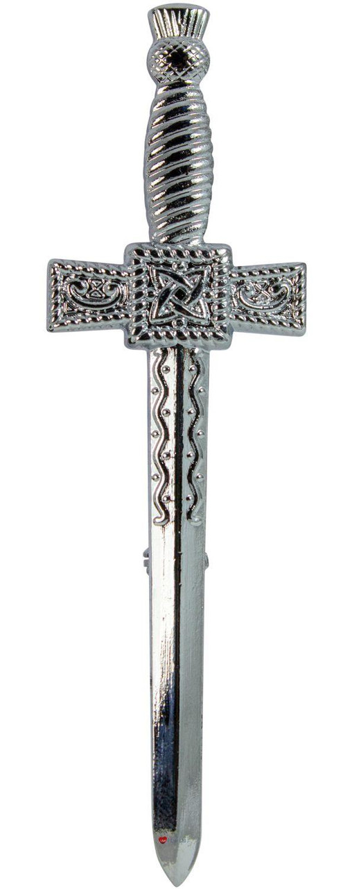 Sword Thistle Kilt Pin Chrome and Antique Finish 2 styles