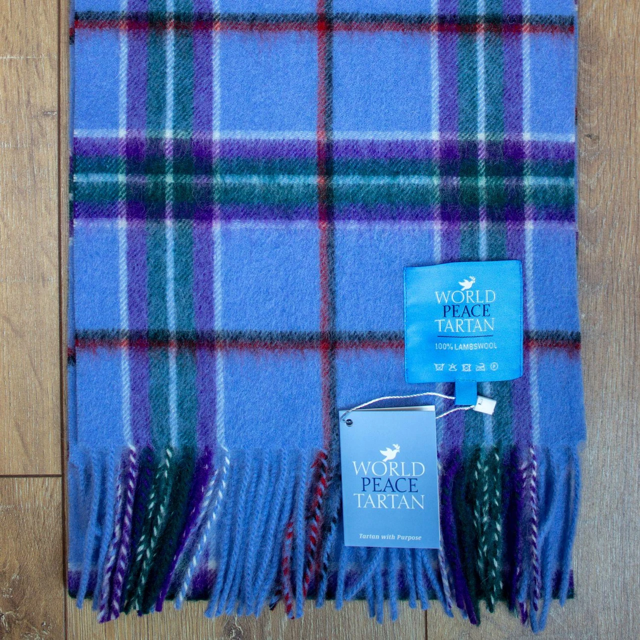 Clan Scarf World Peace Light Blue Tartan 100% Soft Lambswool Scottidh Gift for Men Women