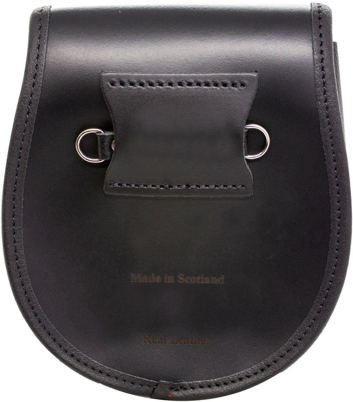 Day Sporran Traditional Scottish Black Leather Highland with Cow Badge