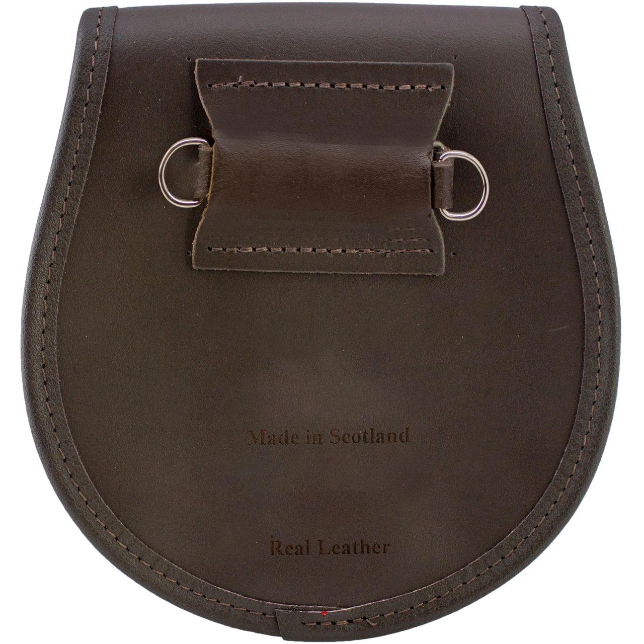 Semi Dress Sporran Brown Leather Polished Black Fur Body and Tassels Embossed Stag Lid