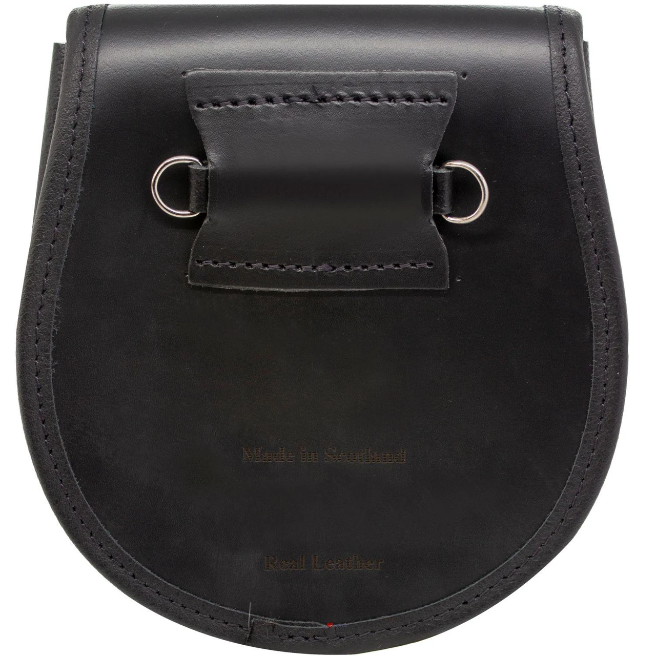 Semi Dress Sporran Spotty Fur Black Leather with Highland Cow badge in Matt Finish