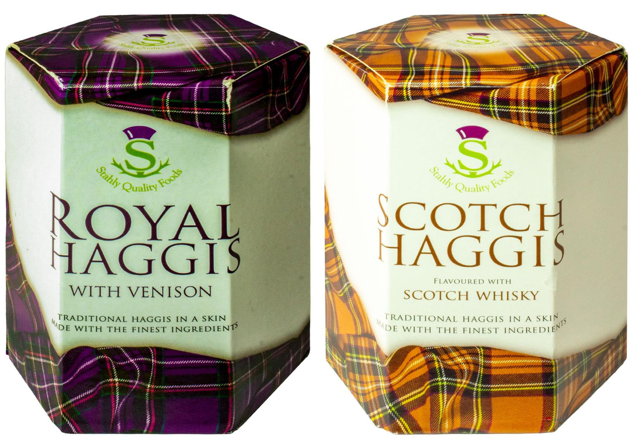 Scottish Venison Haggis and Scotch Whisky Haggis Tin Selection of 2 Tins Made in Scotland
