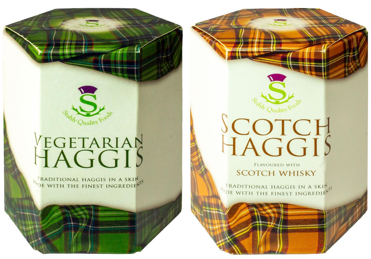 Scottish Vegetarian Haggis and Scotch Whisky Haggis Tin Selection of 2 Tins Made in Scotland