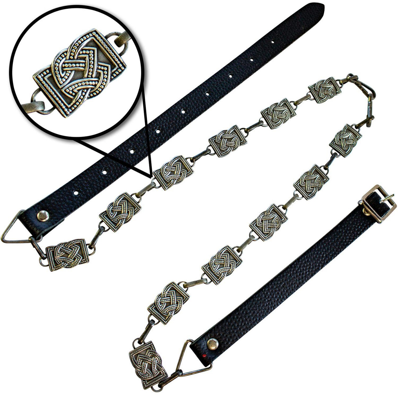 Kilt Sporran Chain Intricate Rectangular Celtic Knot Design Antique Finish
