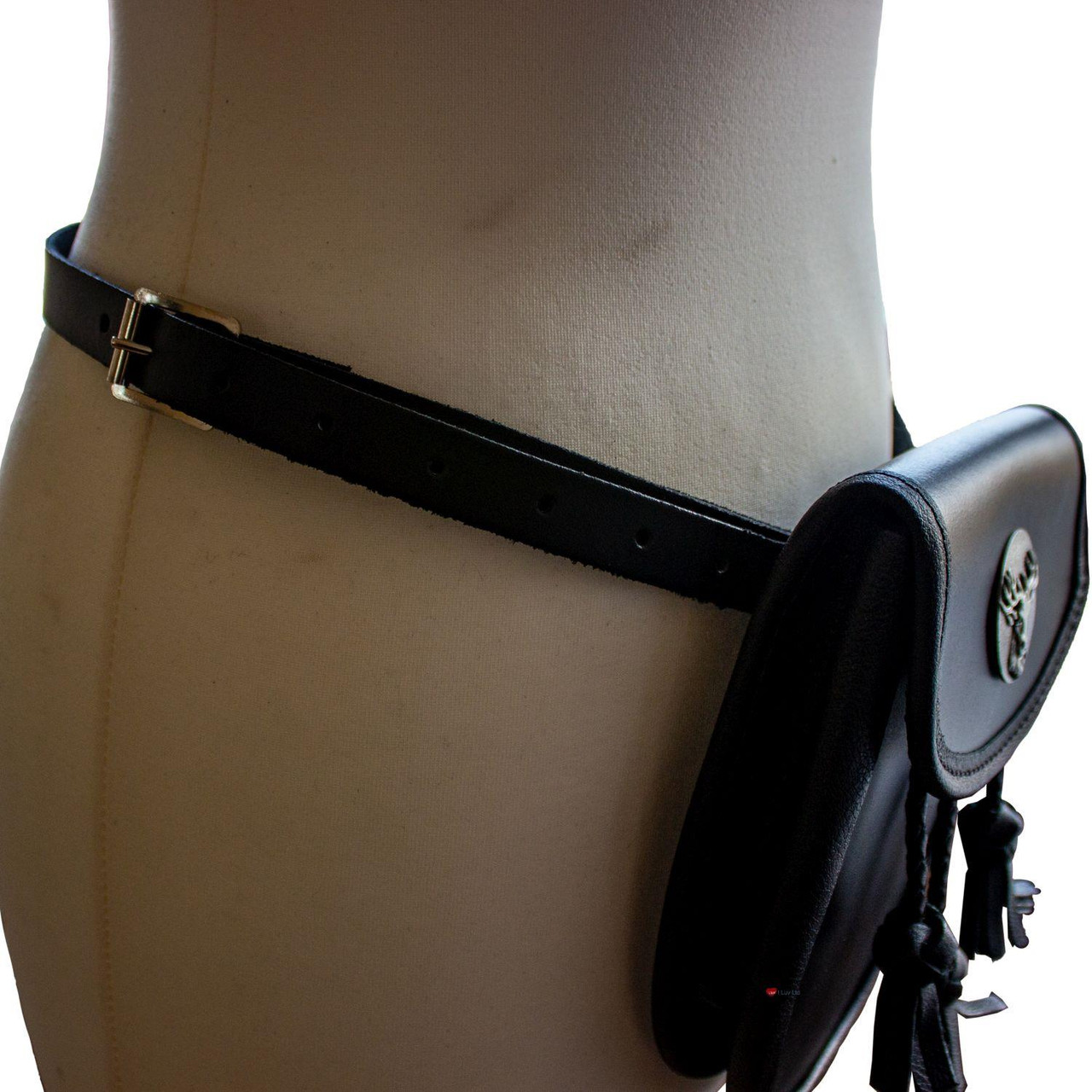 Kilt Sporran Strap Adjustable in Black Leather 0.75" Wide
