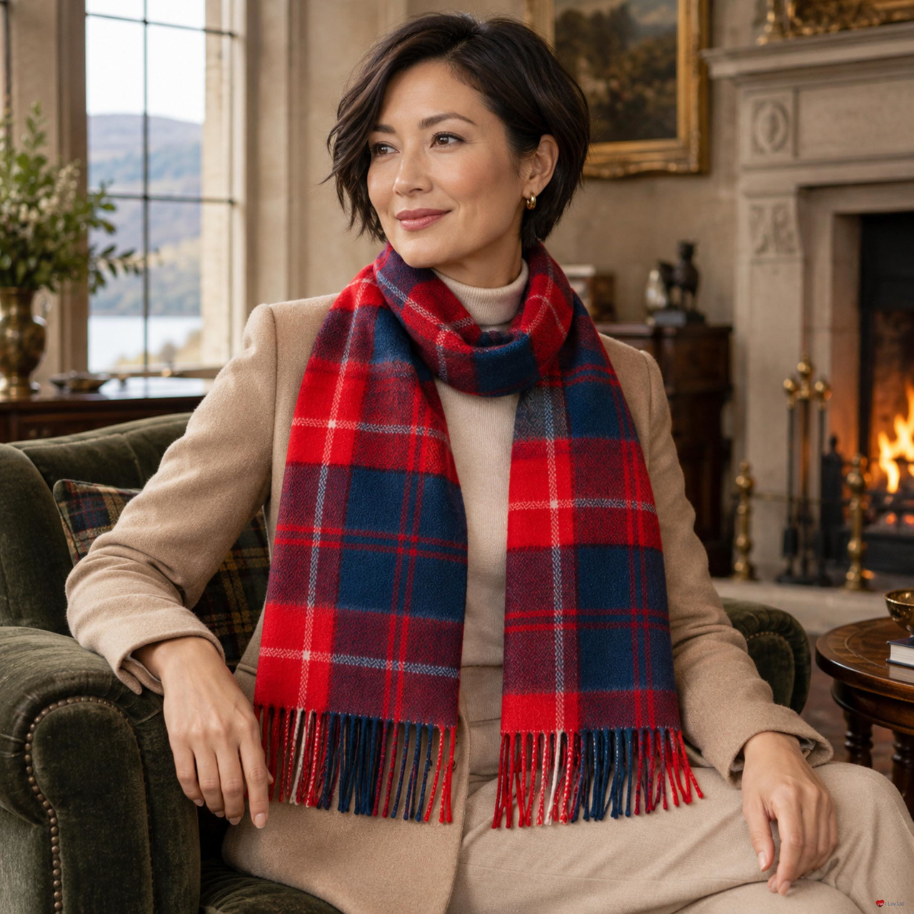 Cashmere Clan Scarf Hamilton Red Modern