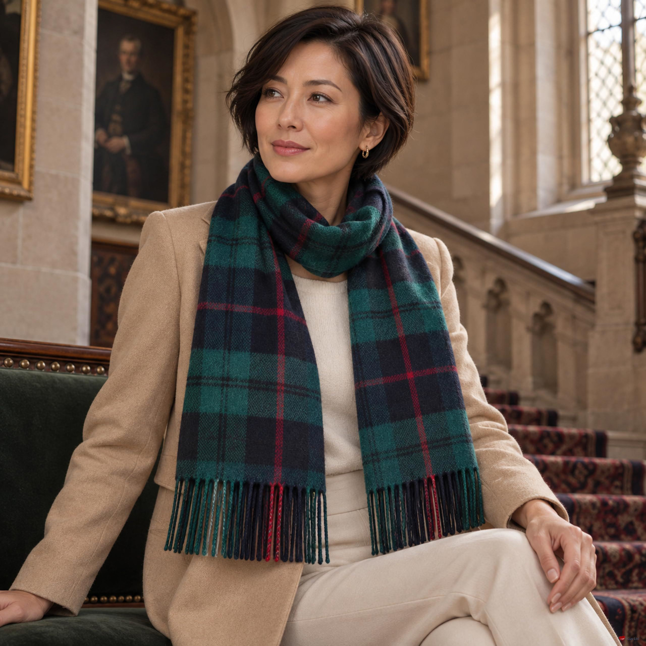 Cashmere Clan Scarf Morrison Green Modern