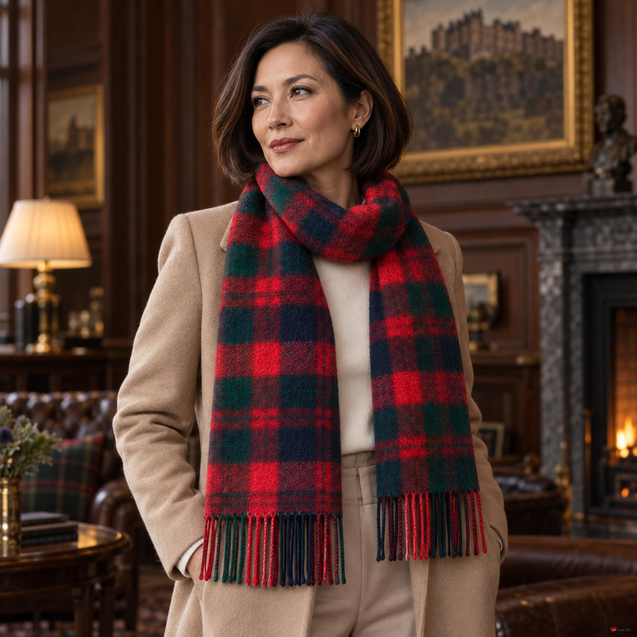 Cashmere Clan Scarf Ross Red Modern