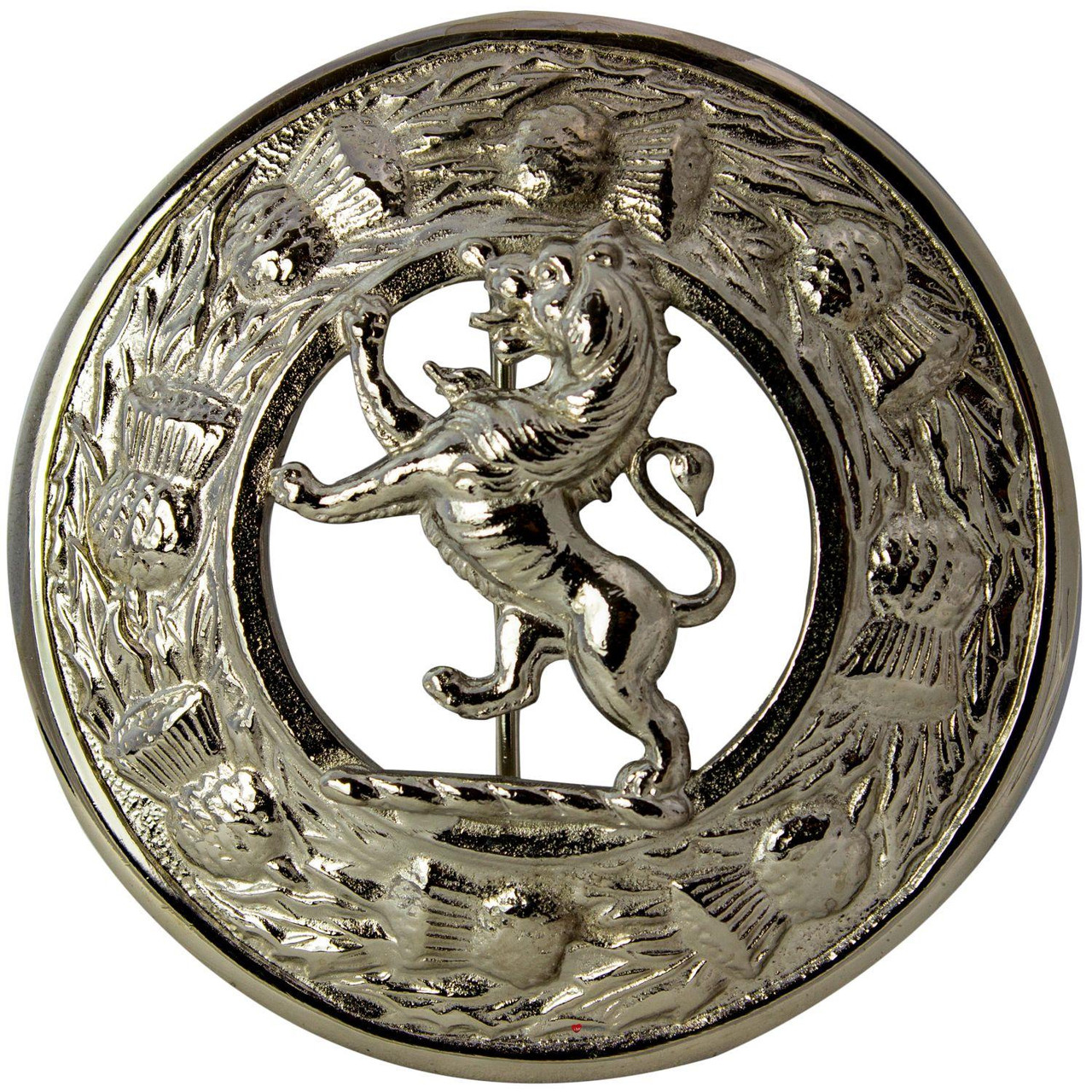 Scottish Fly Plaid Brooch Thistle Rampant Lion Design