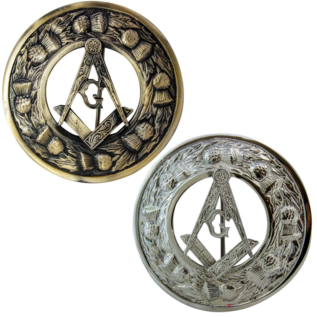 Scottish Fly Plaid Brooch with Masonic Badge