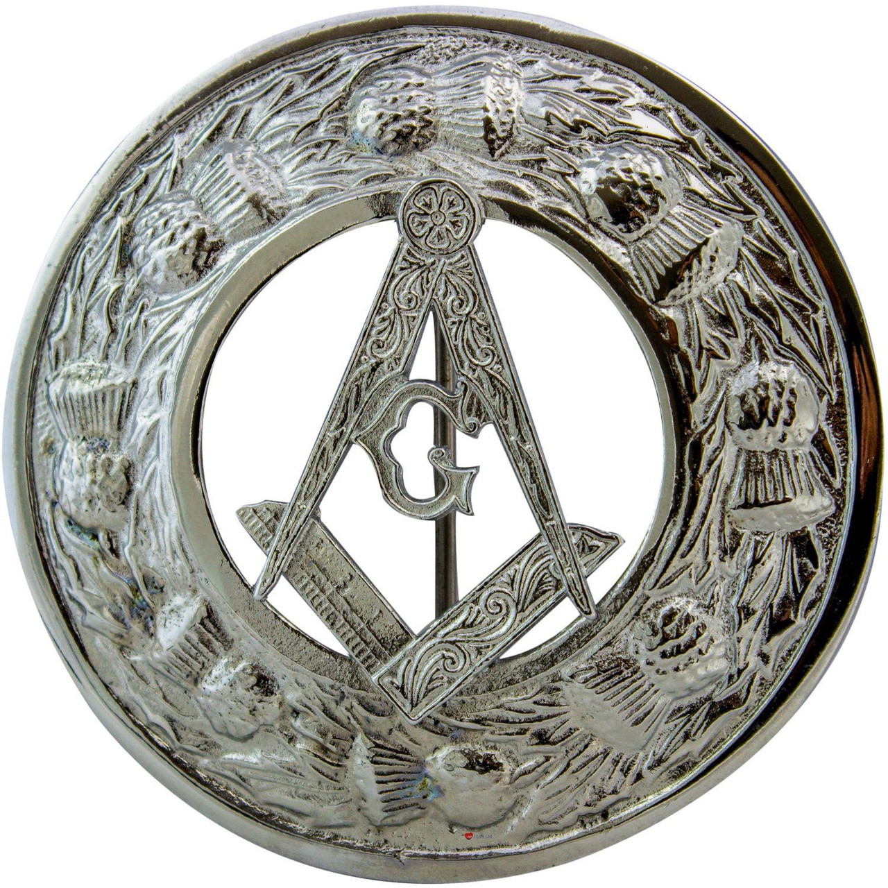Scottish Fly Plaid Brooch with Masonic Badge