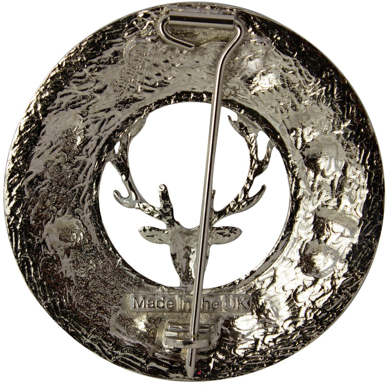 Scottish Fly Plaid Brooch Thistle Scottish Stag Design