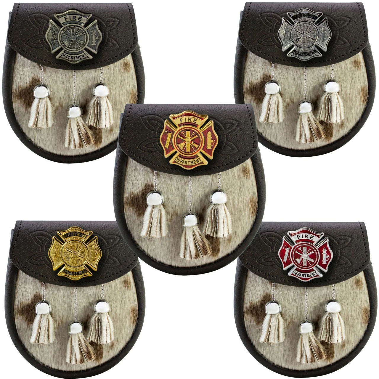 Semi Dress Sporran Fire Department Metal Badge Emblem 5 Styles