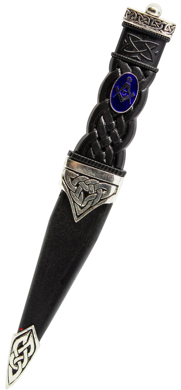 Dress Sgian Dubh Masonic Celtic Knotwork Handle Resin and Polished Silver Finish