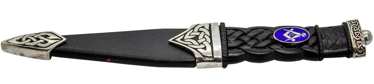 Dress Sgian Dubh Masonic Celtic Knotwork Handle Resin and Polished Silver Finish