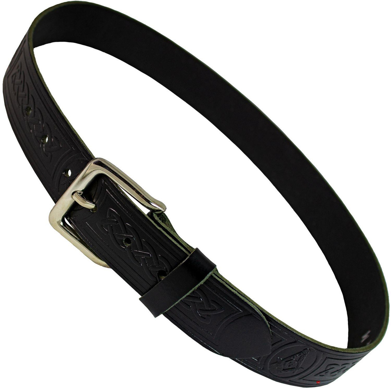 Masonic Trouser Belt Hide Freemason Embossed Leather 1.5" Scottish Made