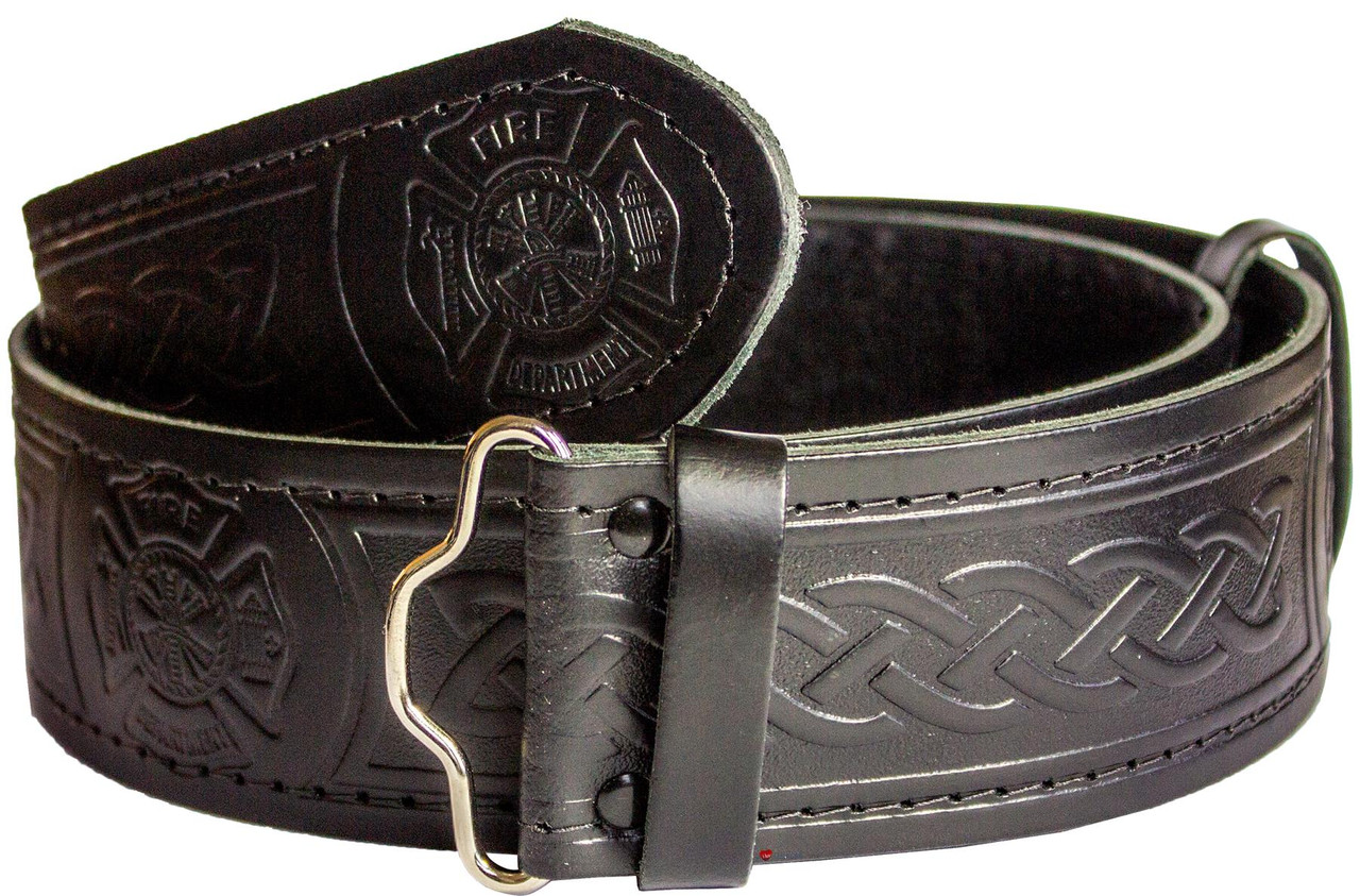 Fire Dept Genuine Leather Hide Velcro Kilt Belt Made In Scotland