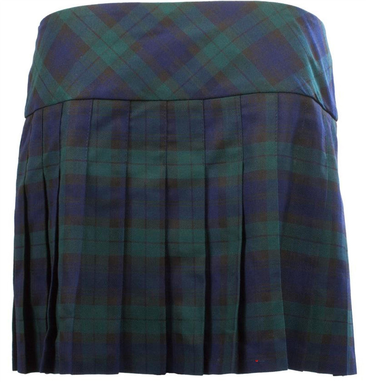 Ladies Pure Wool Tartan Billie Kilt 15" Length Black Watch