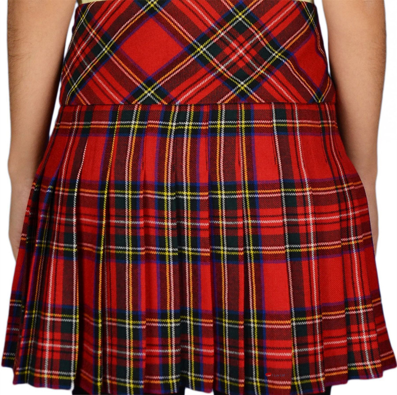Ladies Pure Wool Tartan Billie Kilt 15" Length Stewart Royal