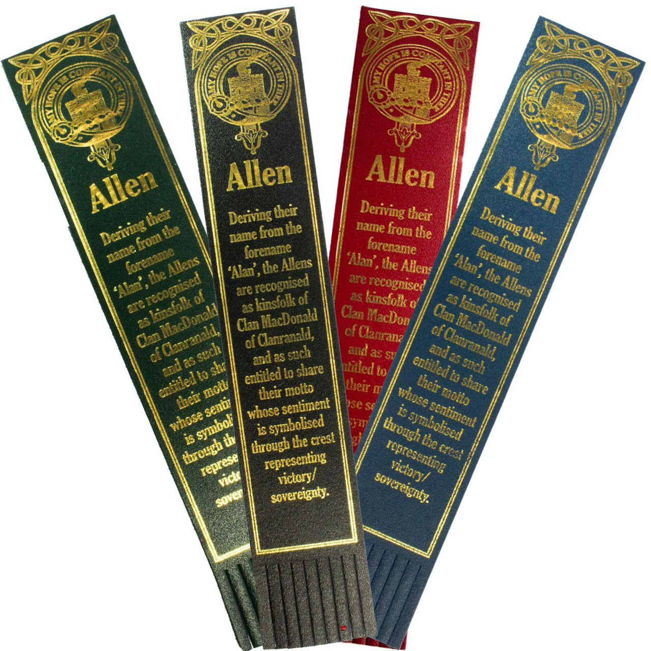 Allen Scottish Clan Name Leather Bookmark