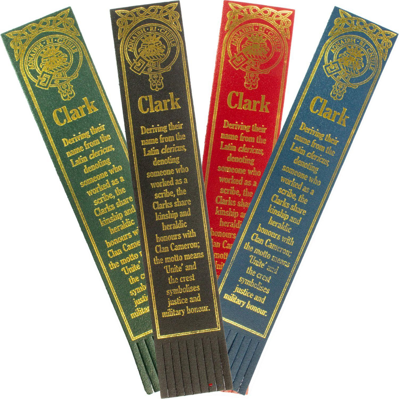 Clark Scottish Clan Name Leather Bookmark