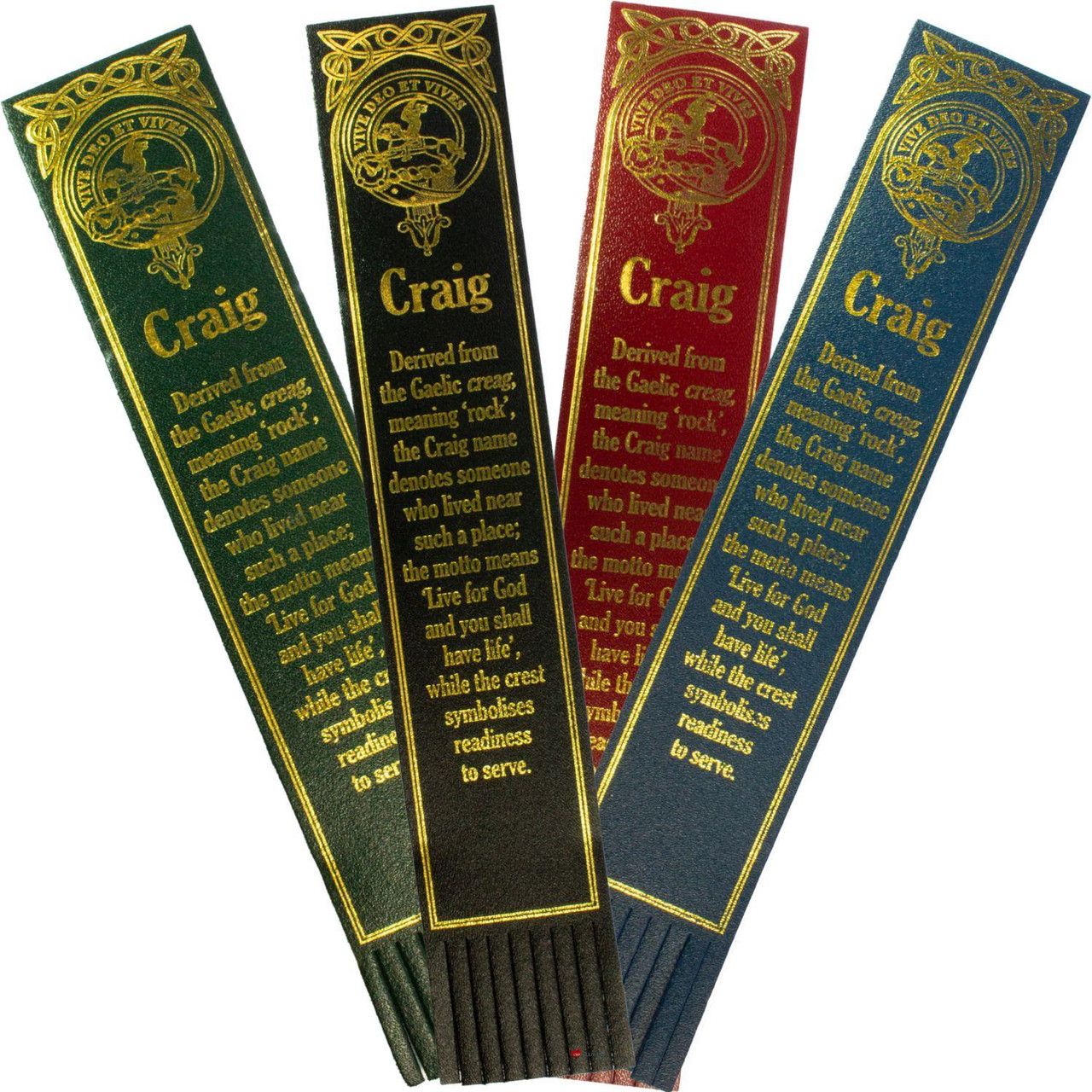 Craig Scottish Clan Name Leather Bookmark