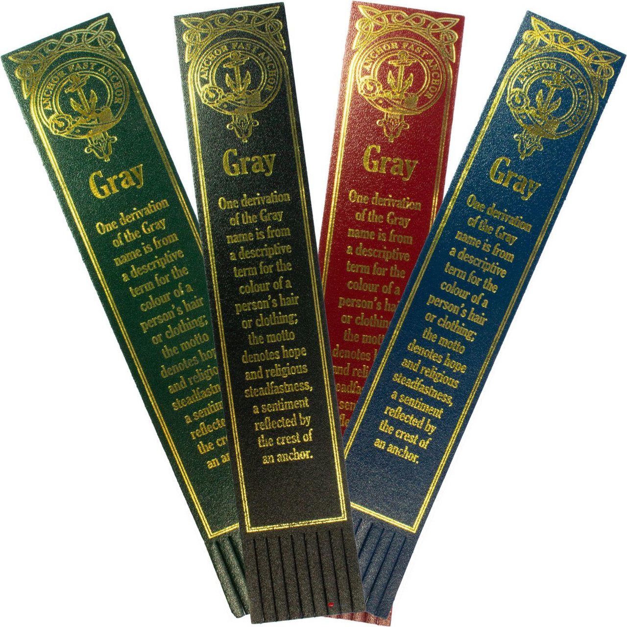 Gray Scottish Clan Name Leather Bookmark