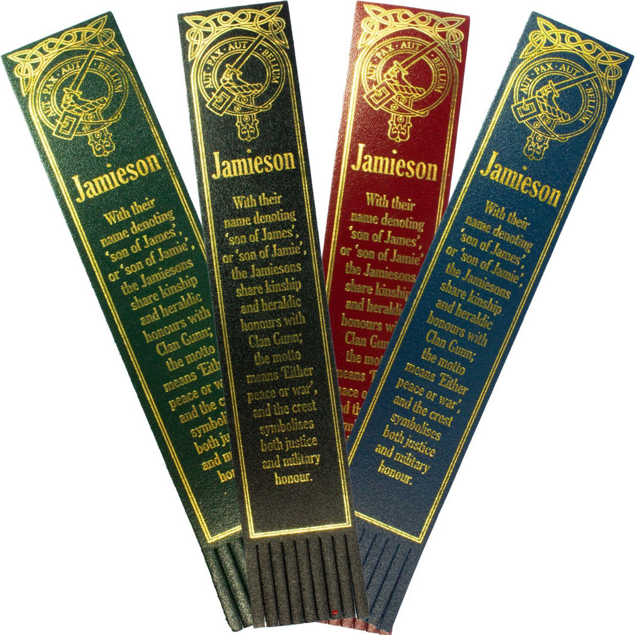Jamieson Scottish Clan Name Leather Bookmark