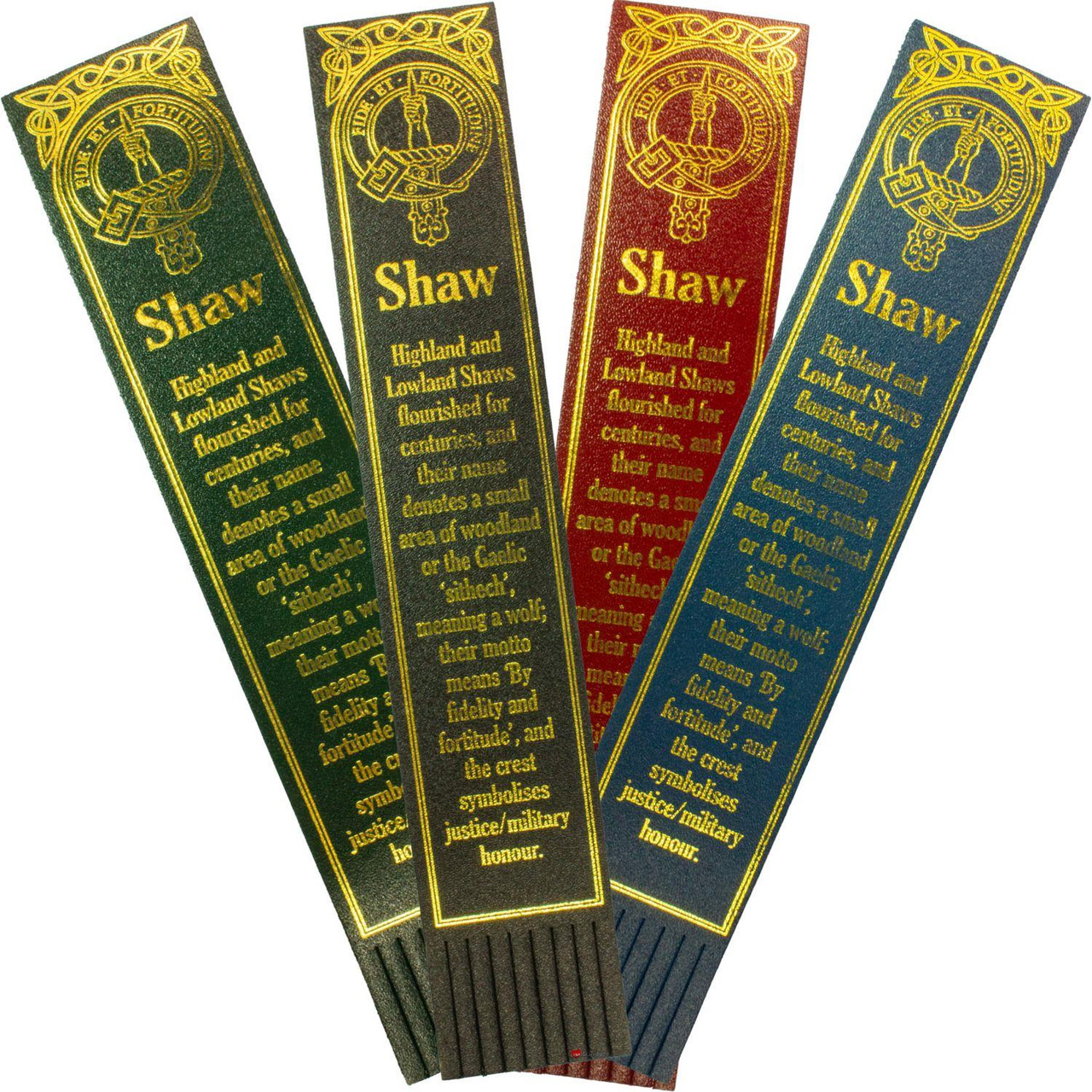 Shaw Scottish Clan Name Leather Bookmark