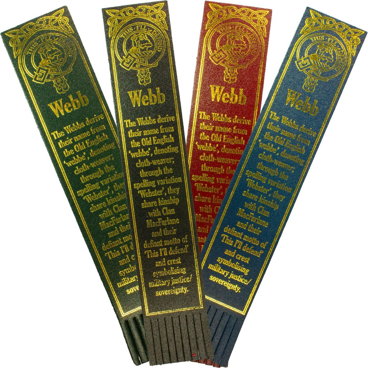 Webb Scottish Clan Name Leather Bookmark