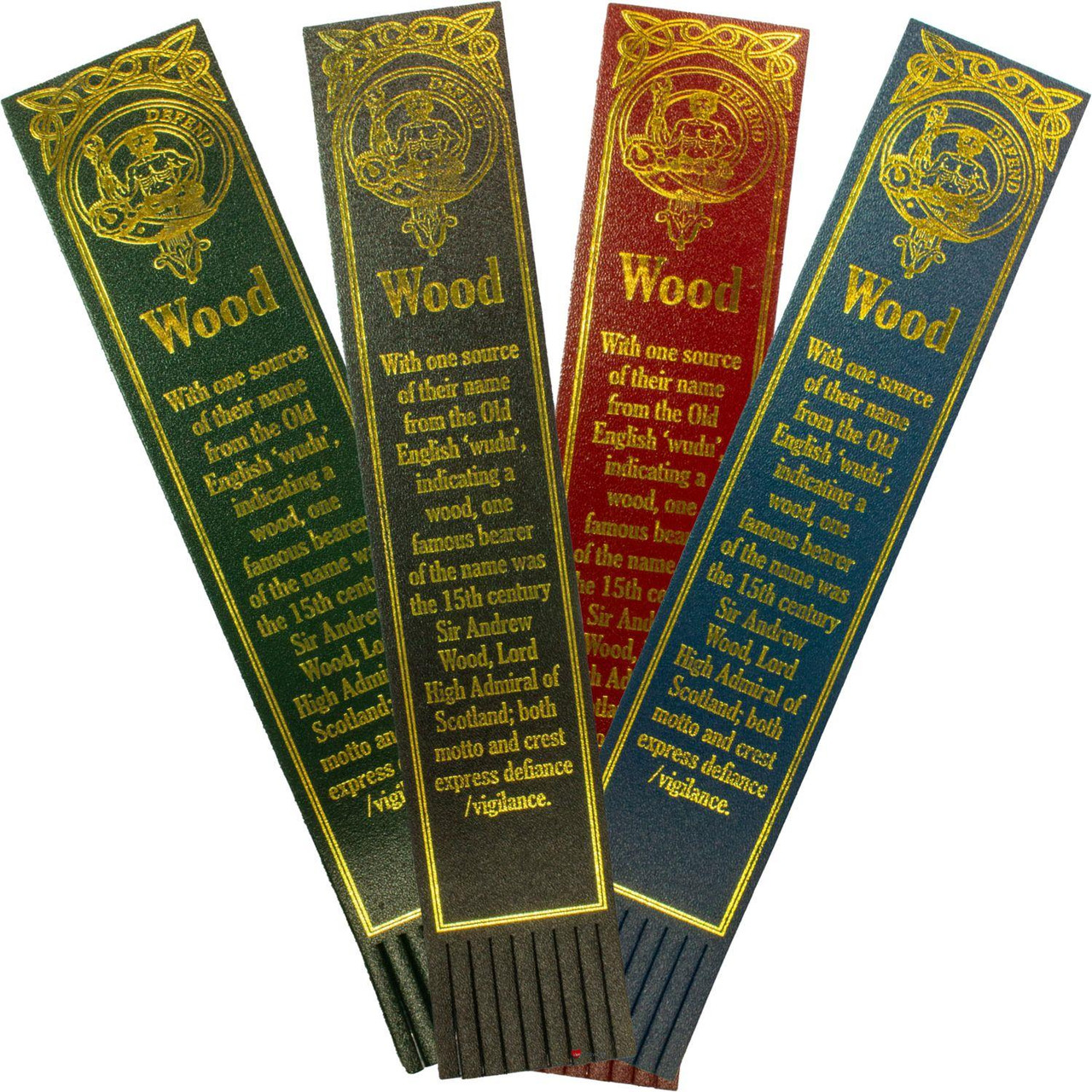 Wood Scottish Clan Name Leather Bookmark