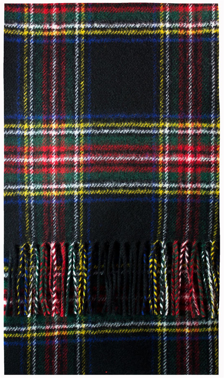 Stewart Black Modern Tartan Brushwool Scarf Scottish Clan