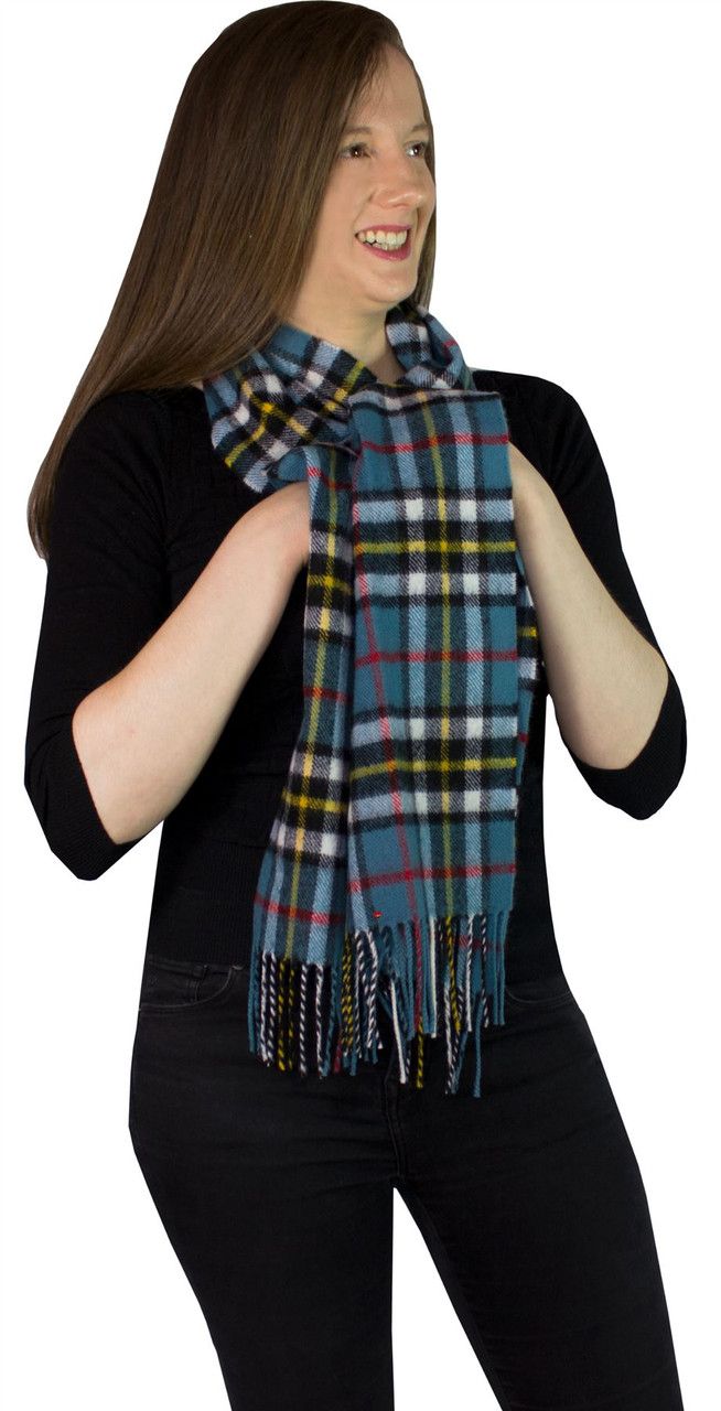 Thompson Blue Tartan Brushwool Scarf Scottish Clan