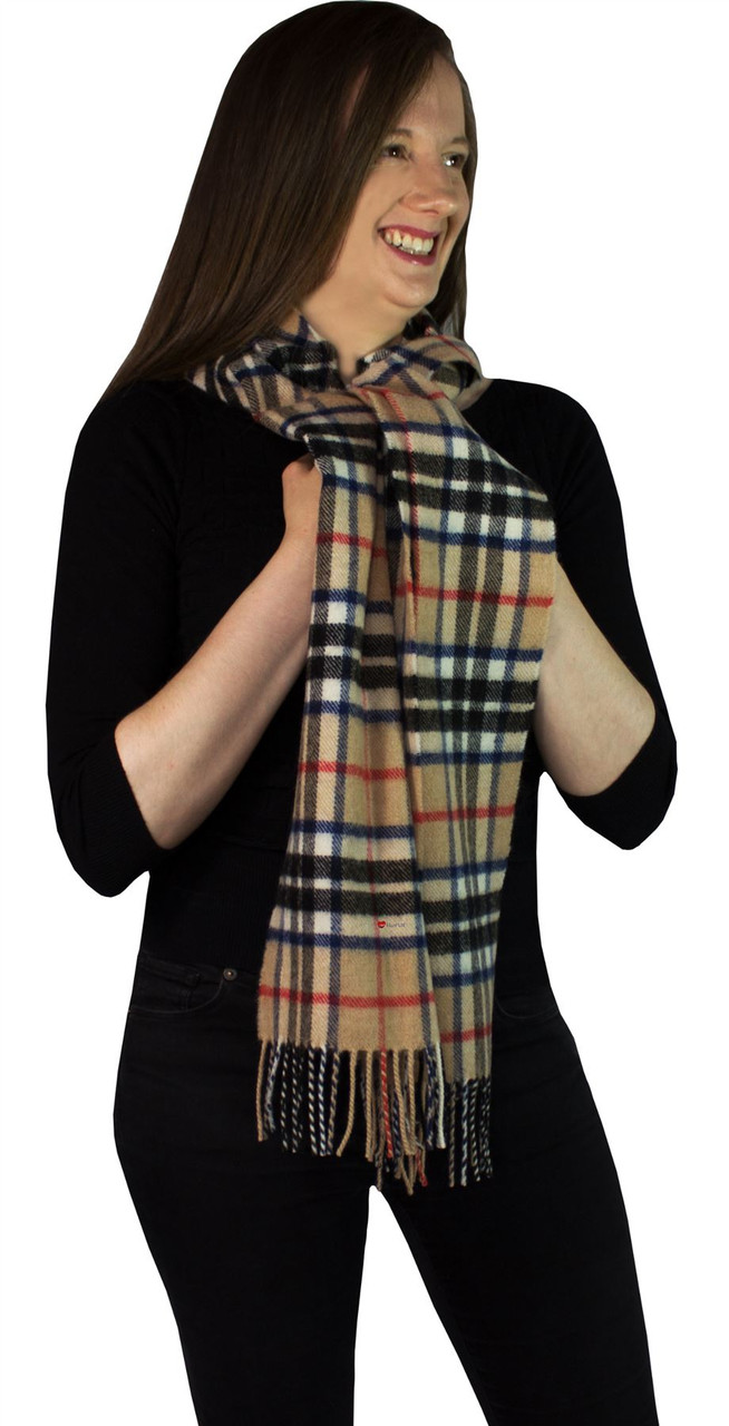 Thomson Camel Modern Tartan Brushwool Scarf Scottish Clan