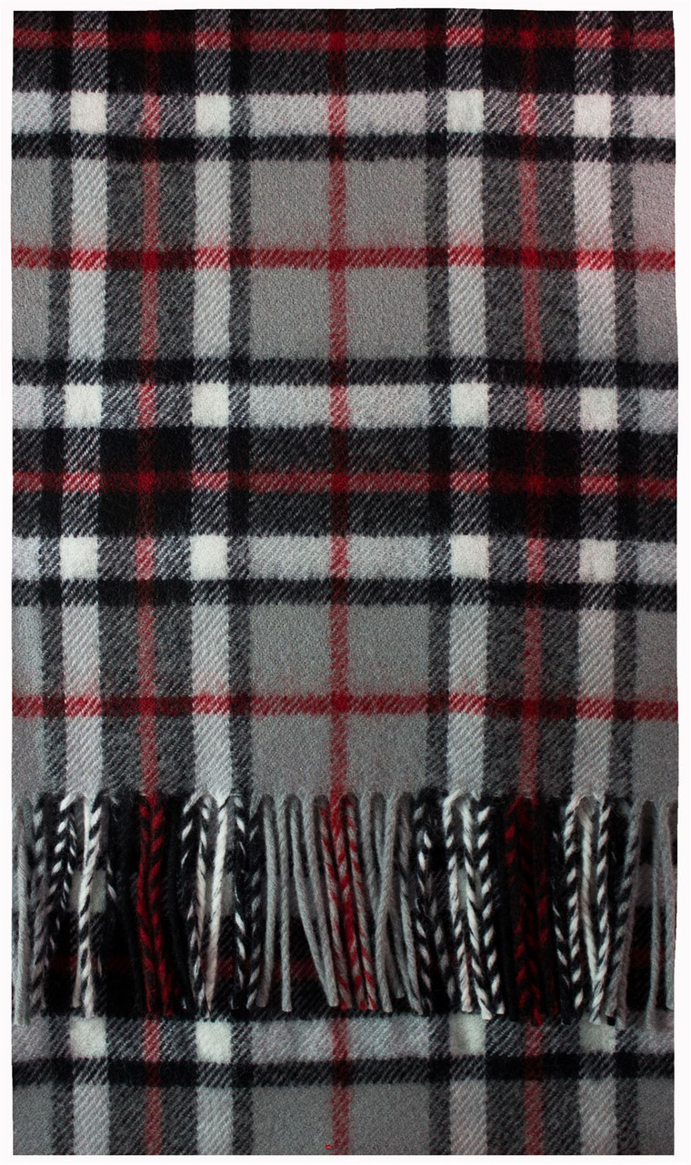 Thompson Grey Tartan Brushwool Scarf Scottish Clan