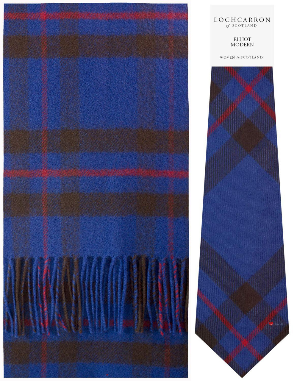 Elliot Modern Tartan Brushwool Scarf & Tie Gift Set Scottish Clan