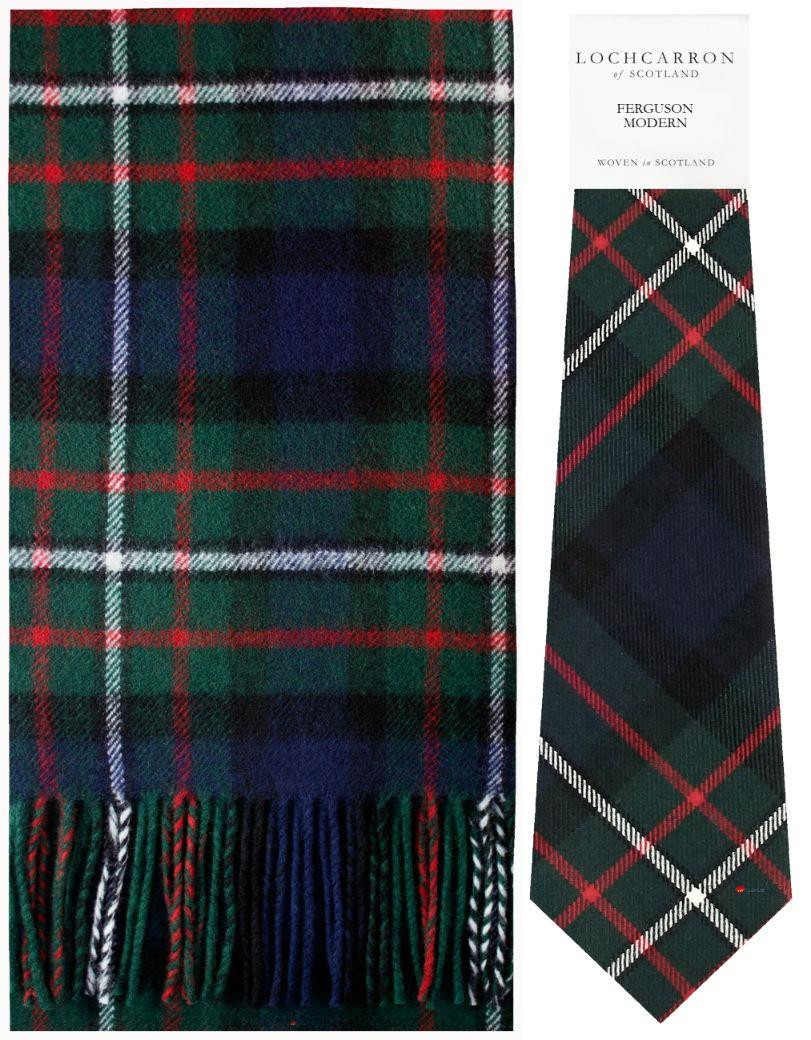 Ferguson Modern Tartan Brushwool Scarf & Tie Gift Set Scottish Clan