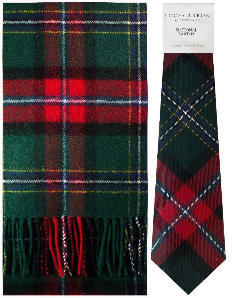 National Tartan Brushwool Scarf & Tie Gift Set Scottish Clan