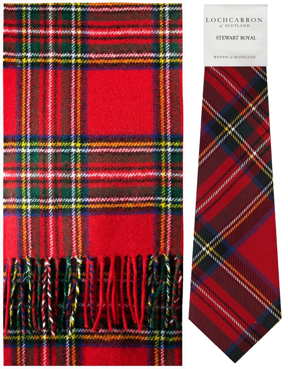 Stewart Royal Modern Tartan Brushwool Scarf & Tie Gift Set Scottish Clan