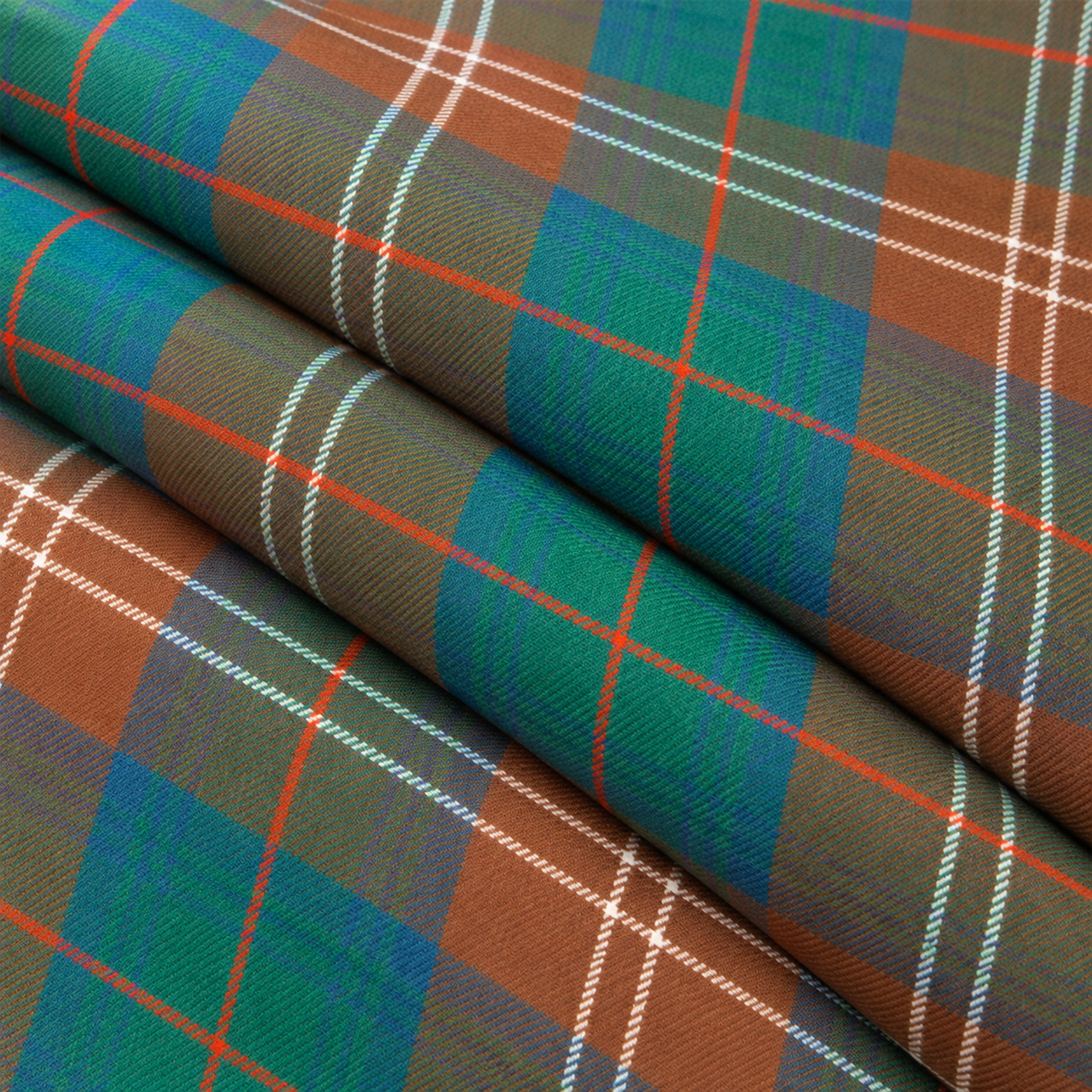 Chisholm Hunting Ancient lightweight tartan fabric arranged in folds