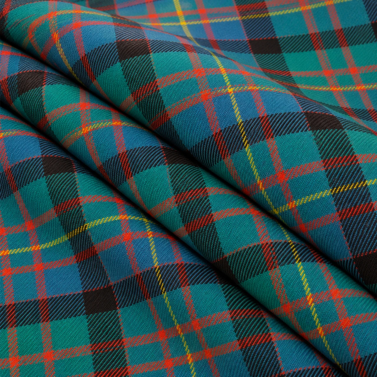 Cameron of Erracht Ancient lightweight tartan fabric arranged in folds