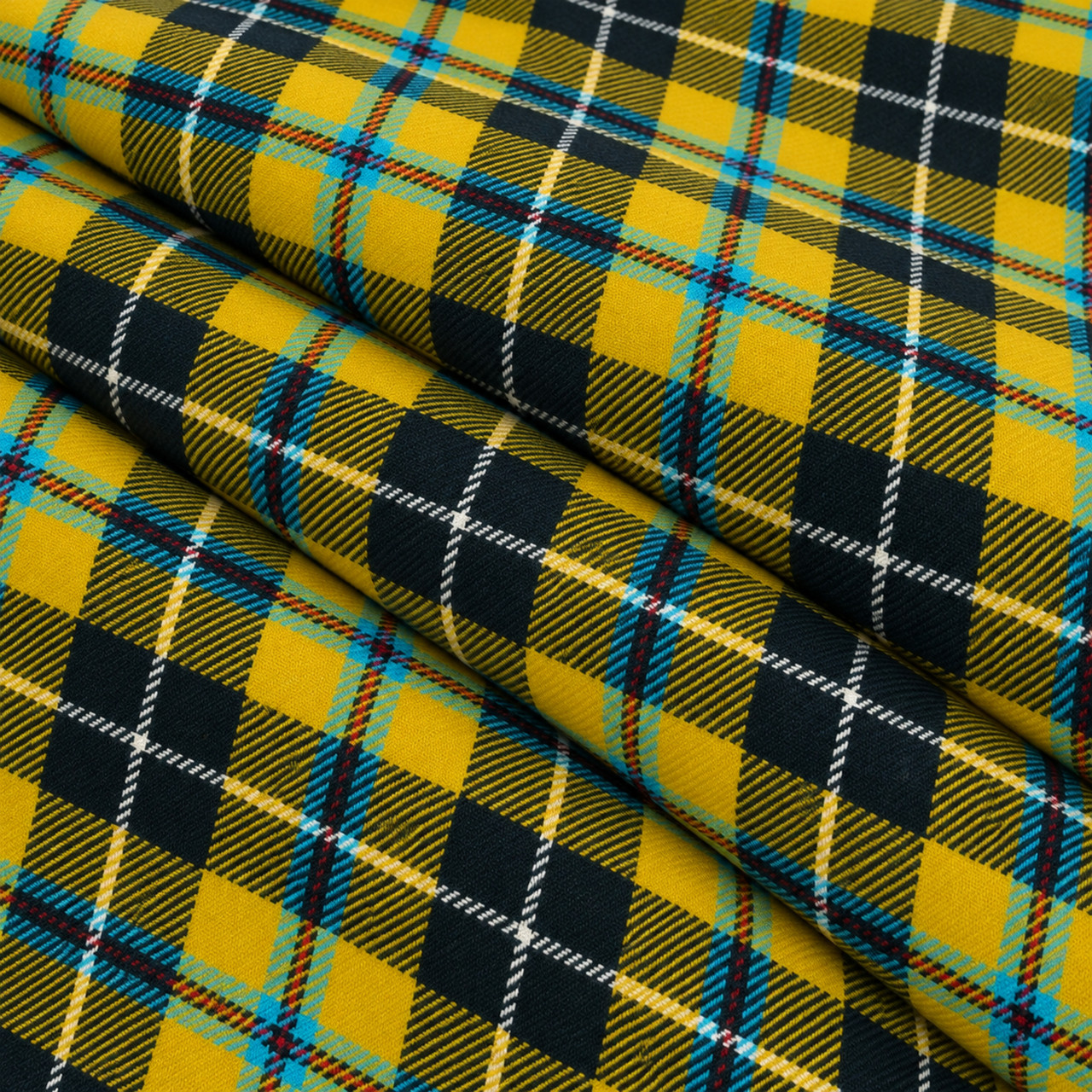 Cornish National lightweight tartan fabric arranged in folds