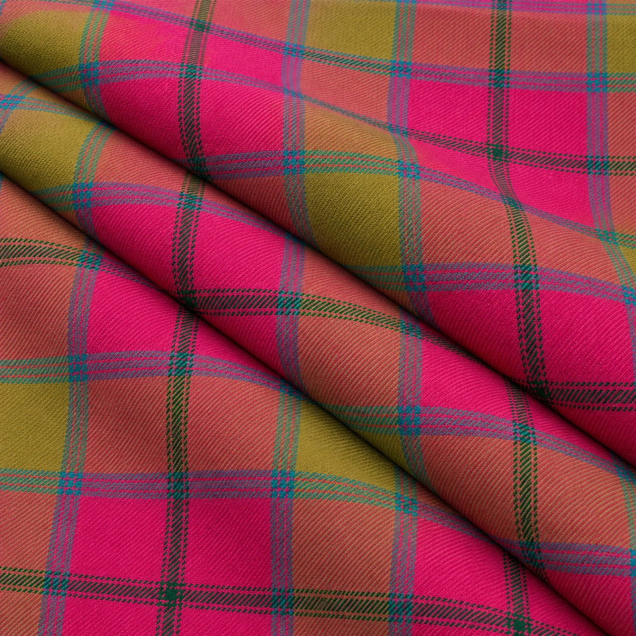 Connaught lightweight tartan fabric arranged in folds