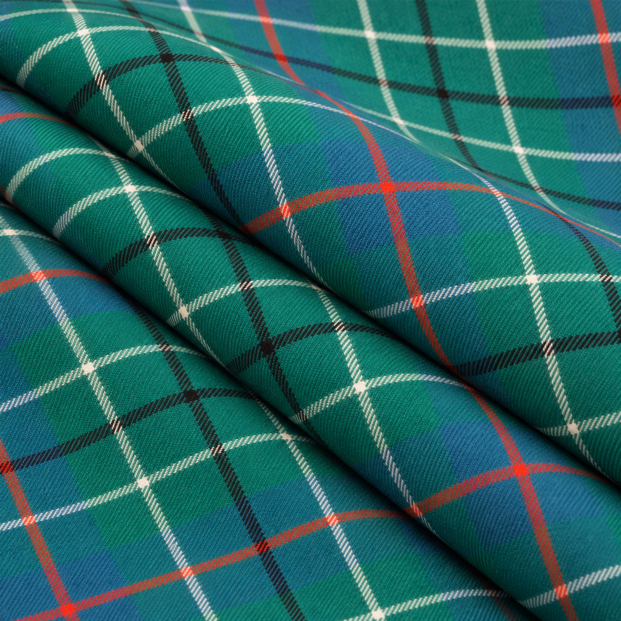 Duncan Ancient lightweight tartan fabric arranged in folds