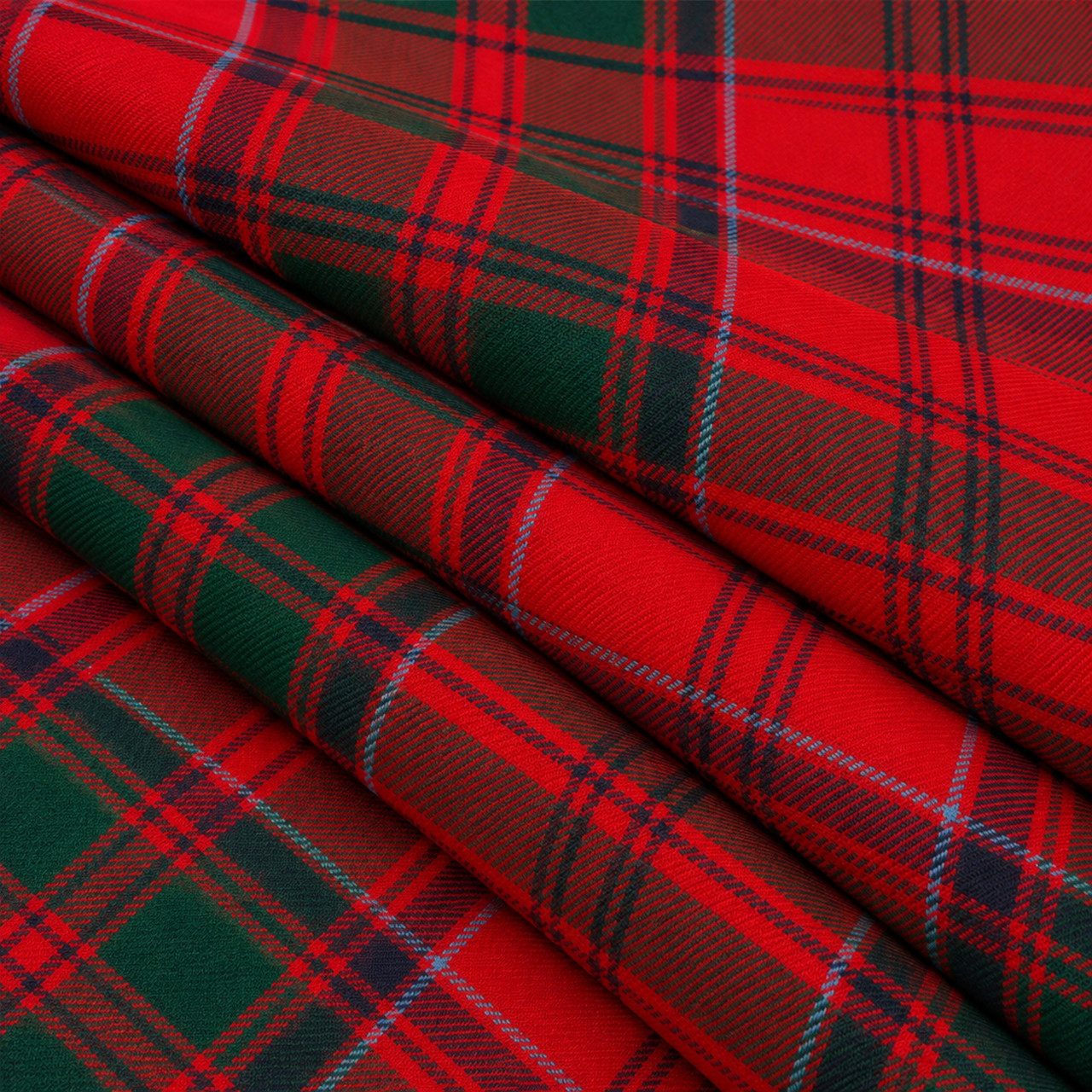 Drummond Modern lightweight tartan fabric arranged in folds