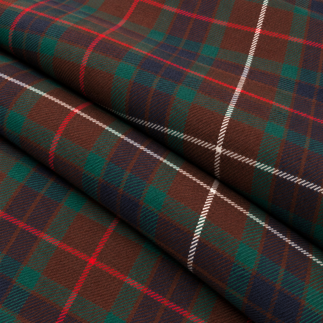 Light Weight 10oz Fabric Material Fraser Hunting Modern Tartan 1 Metre lightweight tartan fabric arranged in folds
