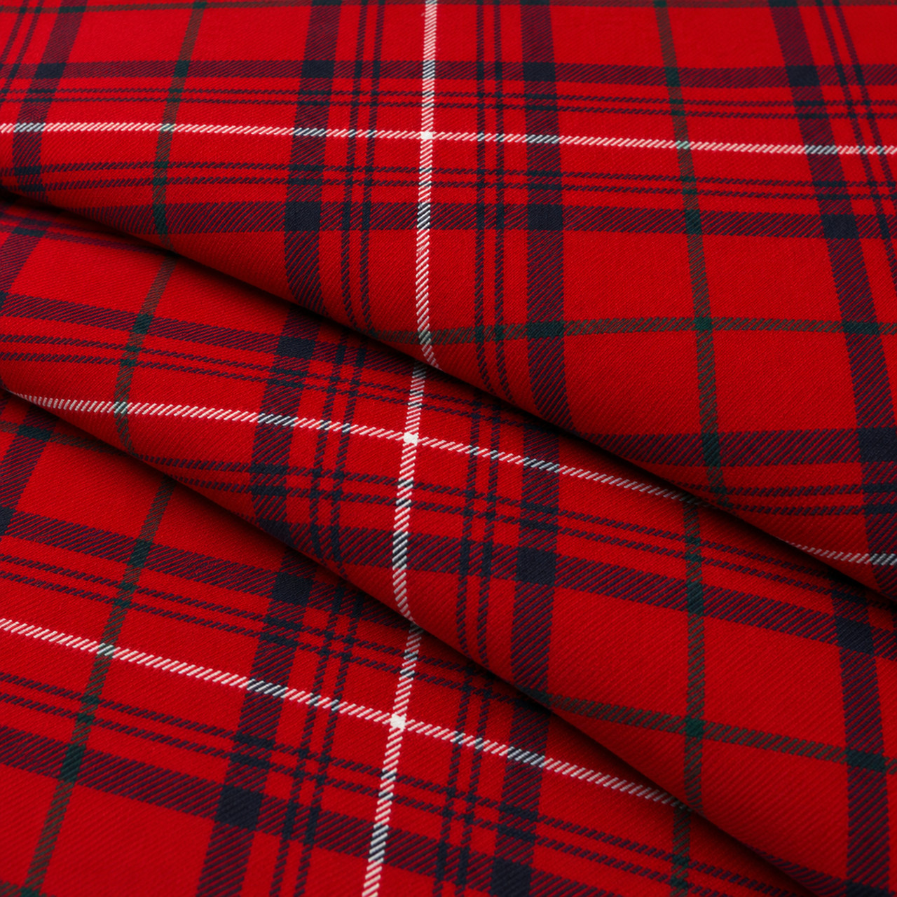 Light Weight 10oz Fabric Material Rose Red Modern Tartan 1 Metre