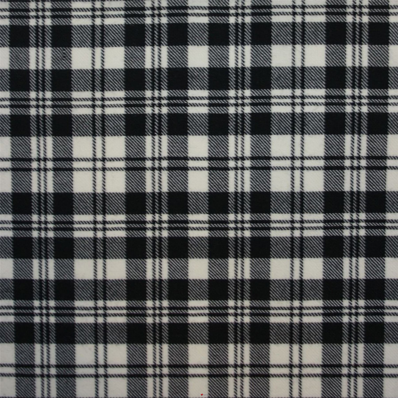 Light Weight 10oz Fabric Material Scott Black-White Modern Tartan 1 Metre